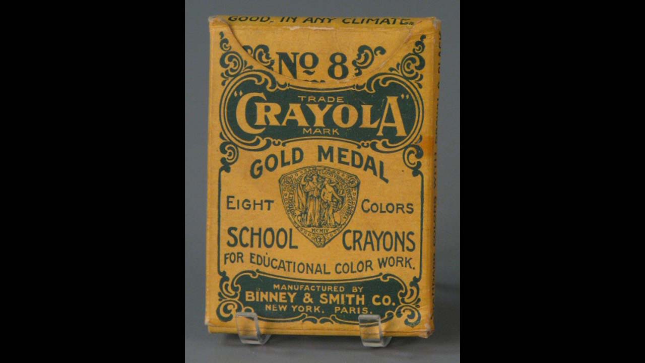 No. 8 Crayola School Crayons by The Binney & Smith Company (Crayola) circa 1905. Edwin Binney and C. Harold Smith started out producing pencils and chalk for classrooms. It wasn't until 1903 that they introduced the first box of eight Crayola crayons for 5 cents. 
