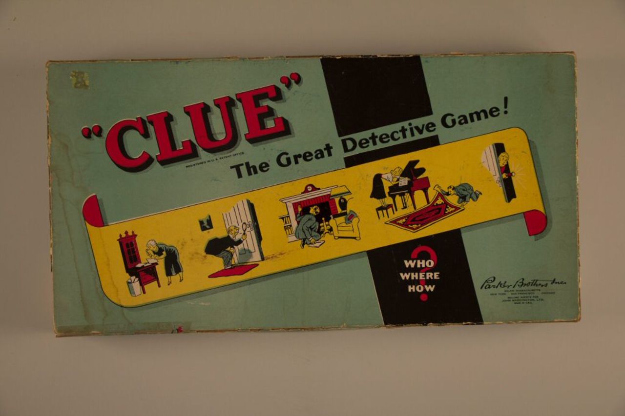 Clue: The Great Detective Game! by Parker Brothers in 1949. Purchased in 1948 by Parker Brothers, it was originally published in England and was called Cluedo. 