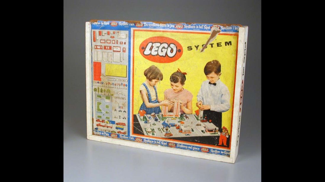 Lego System construction set by Lego Systems Inc. circa 1950. The Lego Group was founded in 1932 by Ole Kirk Christiansen. The actual company began as a woodworking company, with its very first toy being a wooden duck. Later, Lego began making the plastic bricks that have started a future of architects. The word Lego comes from a Danish word meaning "play well." 