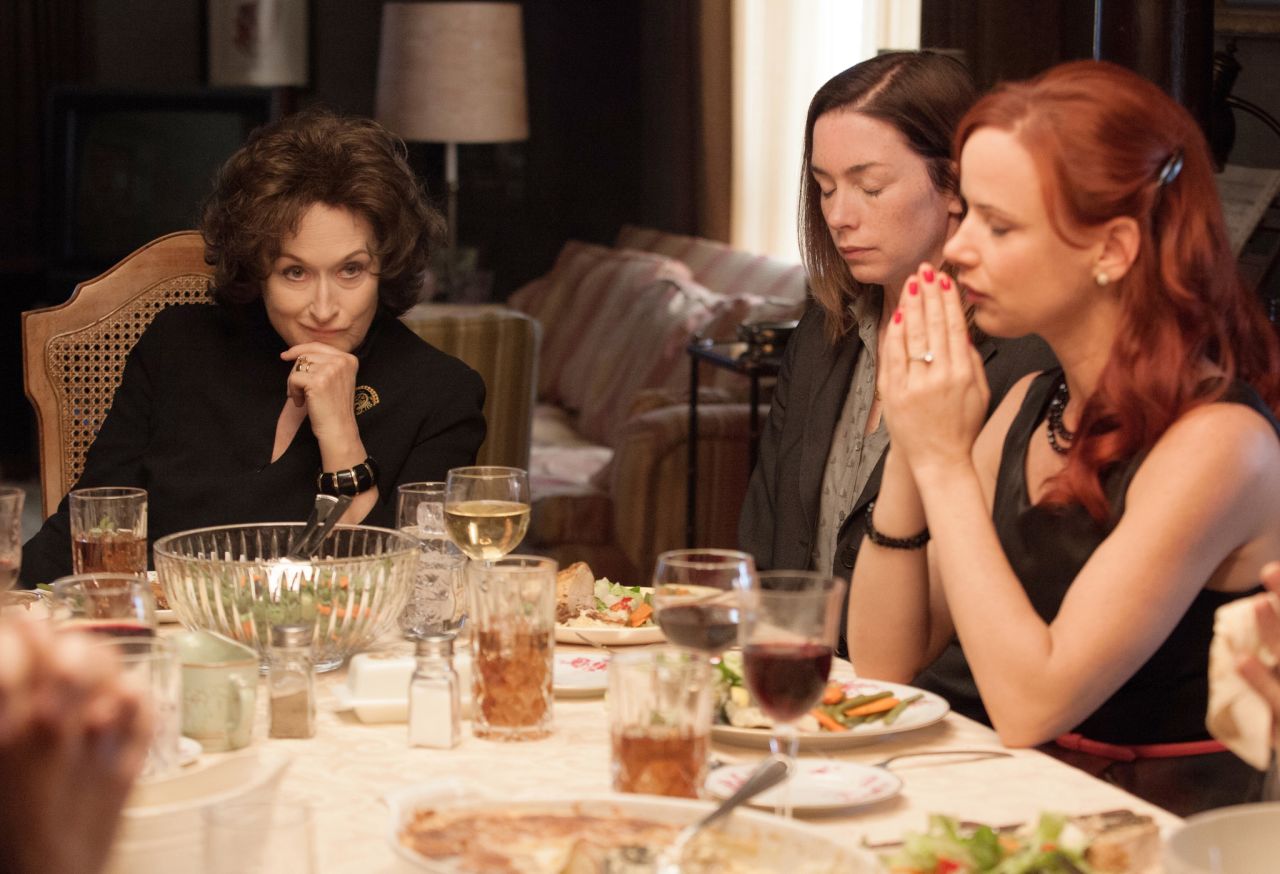 Nominadas a mejor actriz - comedia o musical: Meryl Streep en "August: Osage County" (foto), Amy Adams en "American Hustle," Julie Delpy en "Before Midnight," Greta Gerwig en "Frances Ha" y Julia Louis-Dreyfus en "Enough Said".