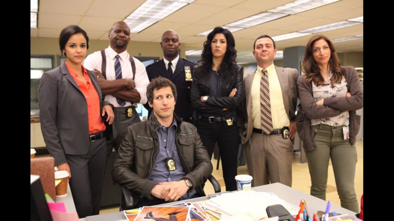 Nominated for best television series -- comedy or musical were "Brooklyn Nine-Nine" (pictured), "The Big Bang Theory," "Girls," "Modern Family" and "Parks and Recreation."