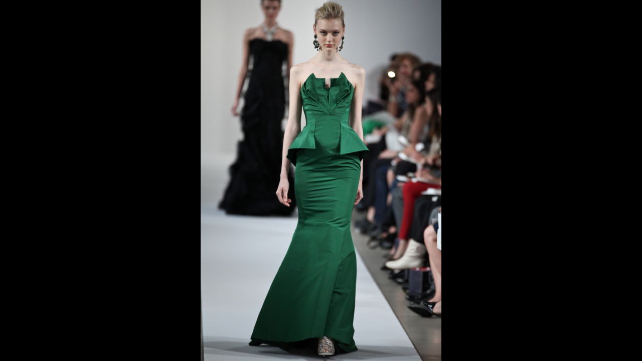 Oscar de la Renta's 2013 resort collection featured an elegant green formal dress, perfect for a black-tie party.