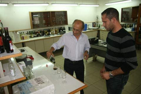 KEO's senior winemaker George Metochis (left), and Antoniou Dimitris, the senior oenologist oversee production of 100,000 litres of commandaria every year.