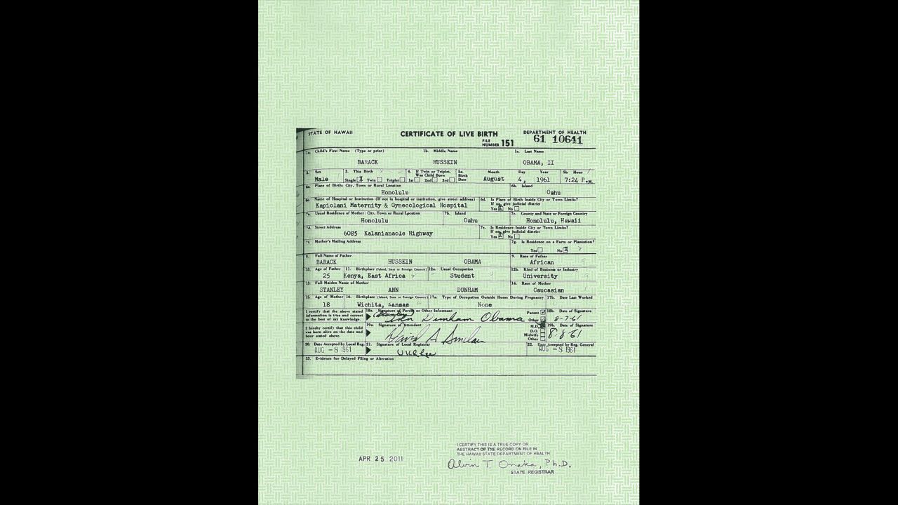 President Obama's "long form" birth certificate
