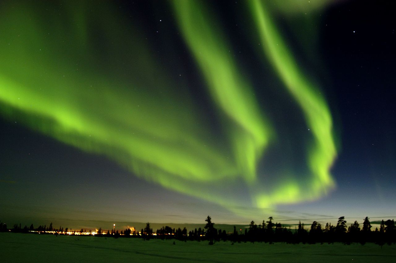 The seasonal interplay of light and darkness is never more spectacular than with the aurora borealis, or northern lights. Jukkasjarvi, Sweden, is a prime spot for viewing the natural light show and welcoming longer days.
