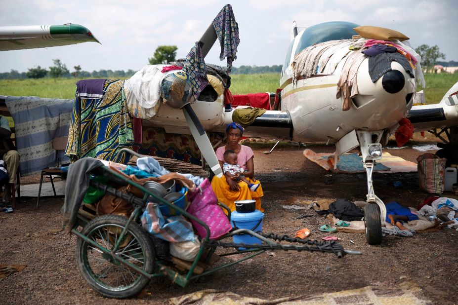 Christians at the Bangui airport gather in a makeshift camp for internally displaced people on Friday, December 13. 