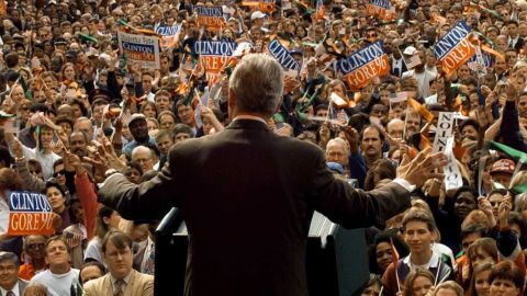 Bill Clinton, campaigning in Atlanta in 1996, was the last Democrat to win a state in the Deep South. He took Georgia in 1992.
