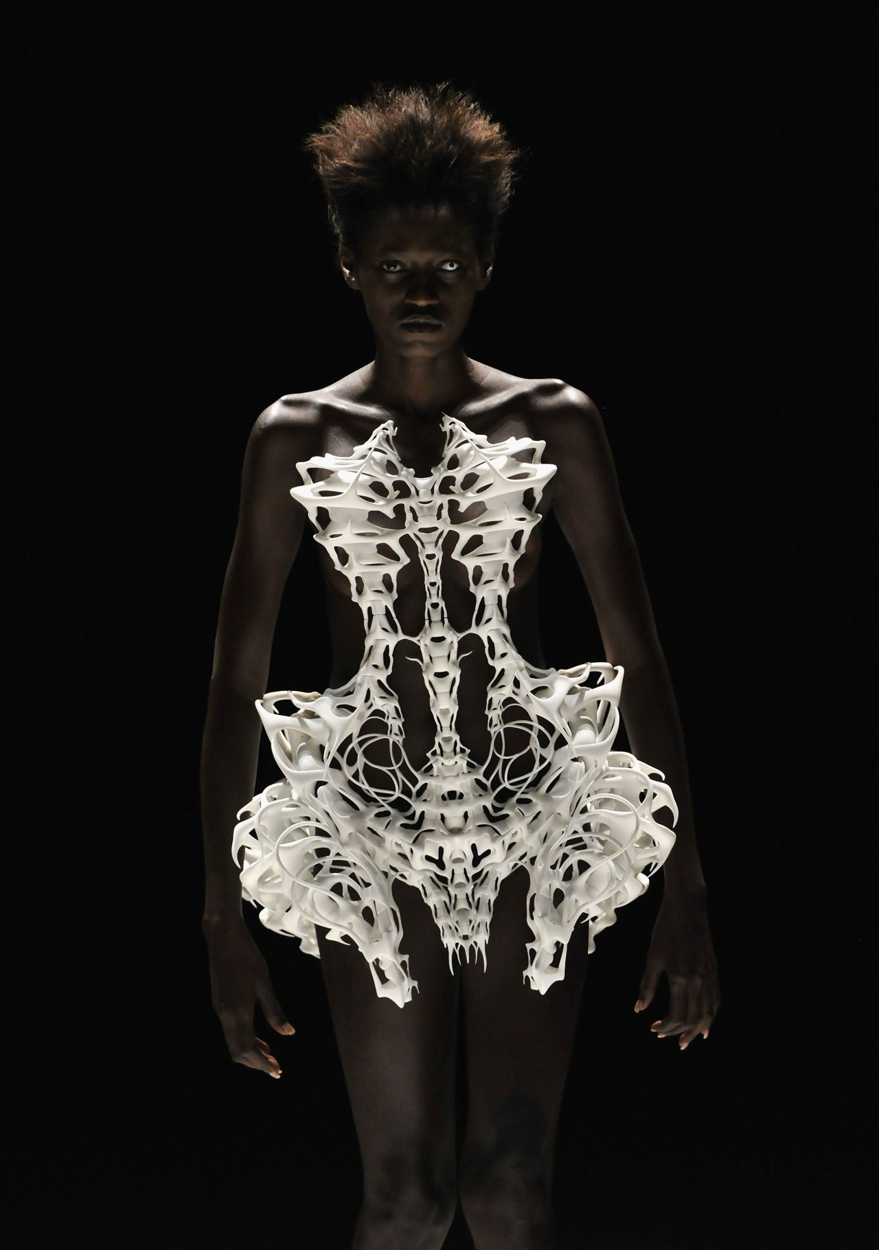 Dutch designer <a href="http://www.irisvanherpen.com/" target="_blank" target="_blank">Iris van Herpen</a> was one of the first fashion designers to use 3-D printing to create clothes and accessories. The technology allows for intricate designs, like this Van Herpen skeletal dress. 
