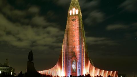 The area around Reykjavik's Hallgrimskirkja church will have bonfires and fireworks. 