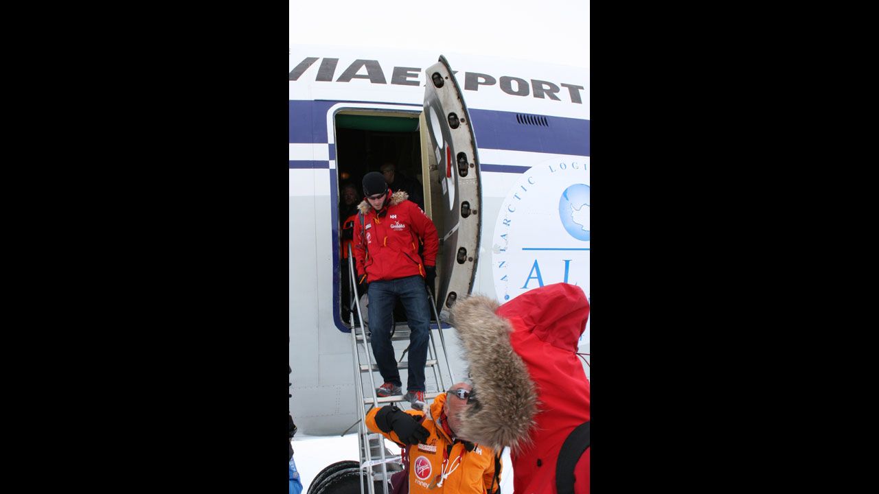 Prince Harry arrives in Novo, Antarctica.