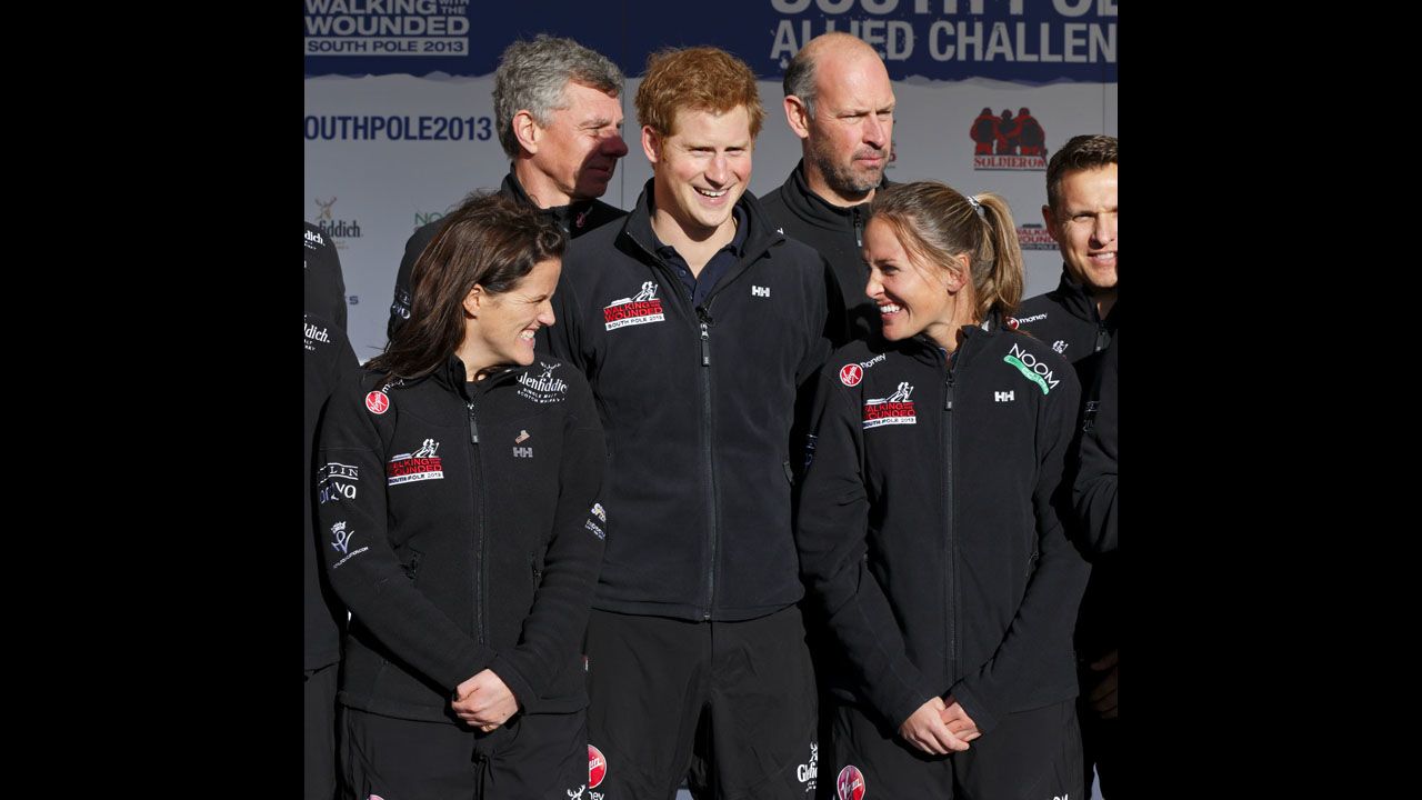 Prince Harry attends the Walking With the Wounded South Pole Allied Challenge departure event at Trafalgar Square on November 14 in London. 