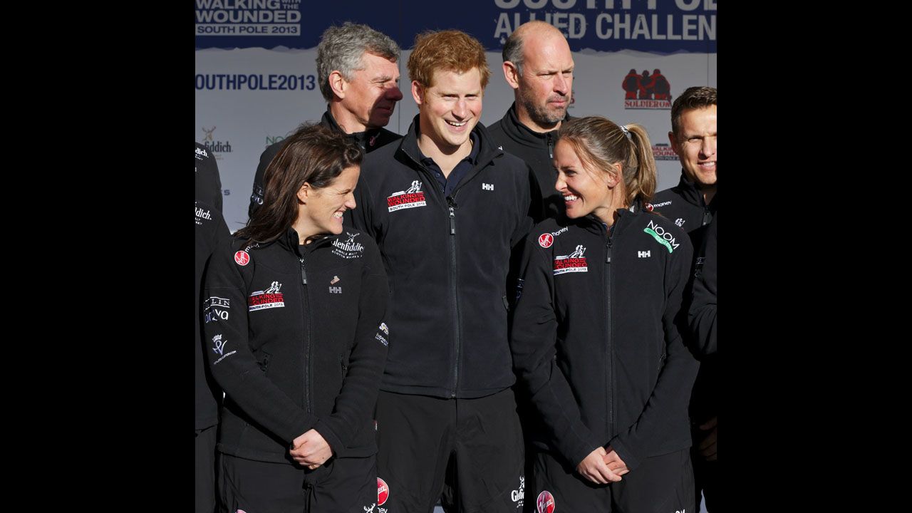 Prince Harry attends the Walking With the Wounded South Pole Allied Challenge departure event at Trafalgar Square on November 14 in London.