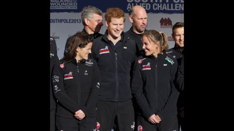 Prince Harry attends the Walking With the Wounded South Pole Allied Challenge departure event at Trafalgar Square on November 14 in London. 