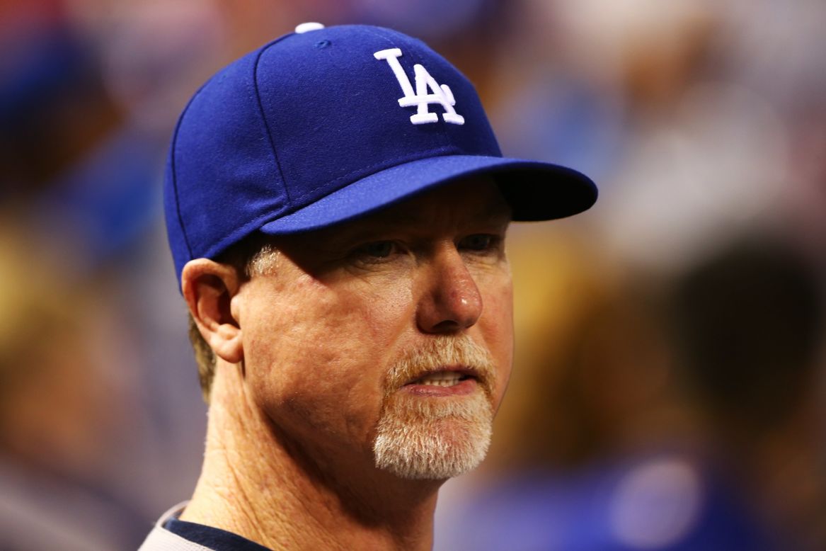 Former baseball slugger Mark McGwire, who is now batting coach  for the Los Angeles Dodgers, turned 50 on October 1. 