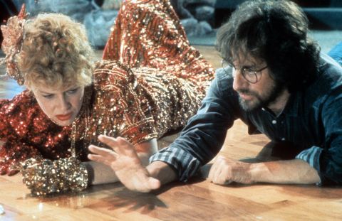 Actress Kate Capshaw is directed by Spielberg on set of the film "Indiana Jones and the Temple of Doom" in 1984. Capshaw, who played Indiana Jones' love interest in the movie, would later become Spielberg's future wife. The year 1984 was also when Spielberg founded his production company Amblin Entertainment.