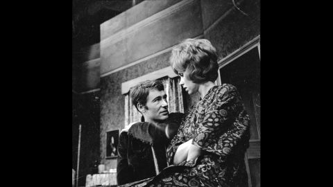 Wendy Craig and O'Toole rehearse for "Ride a Cock Horse" by playwright William Barrow on June 23, 1965.