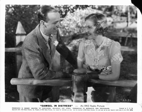 Fontaine and Fred Astaire appear in a scene from the film "Damsel In Distress" in 1937. 