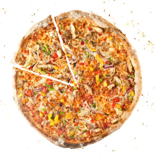 The company's menu offers nine pizzas, including the Ragin' Cajun, made of ingredients such as beef sausage, chicken, garlic, mixed pepper and red onion.