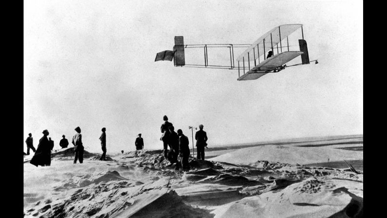 Orville flies at Kitty Hawk in 1911.