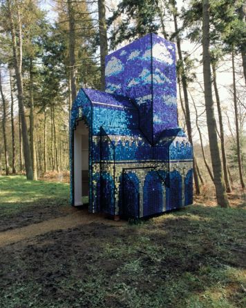 This installation in the Northumberland countryside, was designed by Fashion Architecture Taste, and based on a Romanesque church. The fantastical building was covered in thousands of metal discs which created a rippling effect in the wind. 