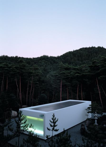 Located on the banks of a lake just outside of Kyoto, the white temple is in honor of maternal ancestors. Architects Takashi Yamaguchi & Associates wanted to create a space that would envelope the visitor like the inside of a womb. 