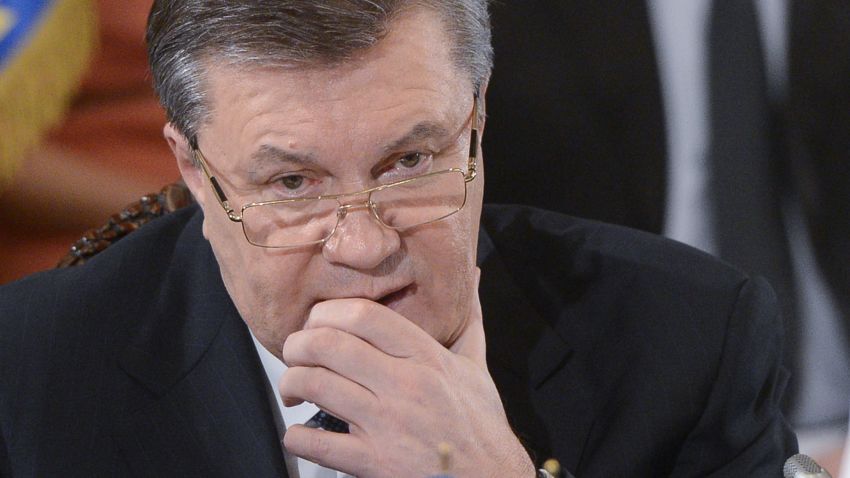 Ukraine's President Viktor Yanukovych during a round-table meeting with the country's opposition leaders in Kiev, Ukraine, Friday, Dec. 13, 2013. 