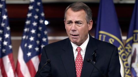 Boehner blasts conservative groups during a press conference in December 2013 after passing a compromise budget deal aimed at removing the threat of another government shutdown. Fed up with criticism from conservative advocates, Boehner said they were "misleading their followers." He followed up with: "Frankly, I just think that they've lost all credibility."