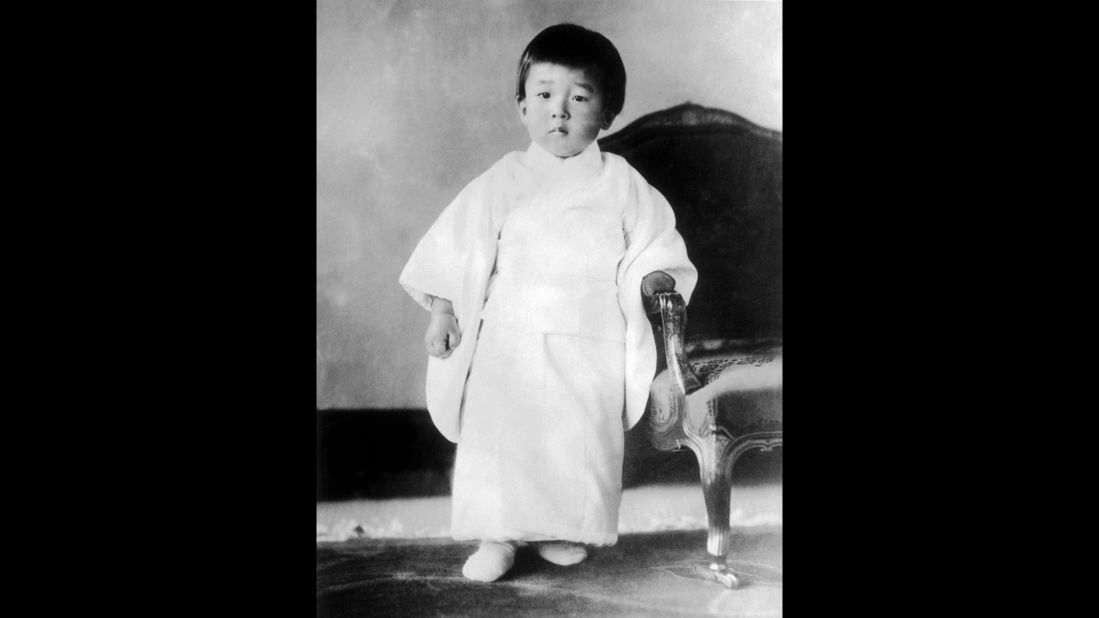 A portrait of Crown Prince Akihito in January 1936 at age 3. He is the son of Empress Nagako and Emperor Hirohito, whom he succeeded in 1989. The Chrysanthemum Throne is the oldest hereditary monarchy in the world. Records show the imperial line to be unbroken for 14 centuries.
