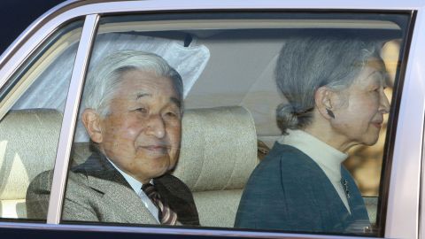 Akihito leaves the University of Tokyo Hospital in Tokyo on February 12, 2012. Akihito was scheduled to undergo heart bypass surgery after tests showed the narrowing of his arteries had worsened. 