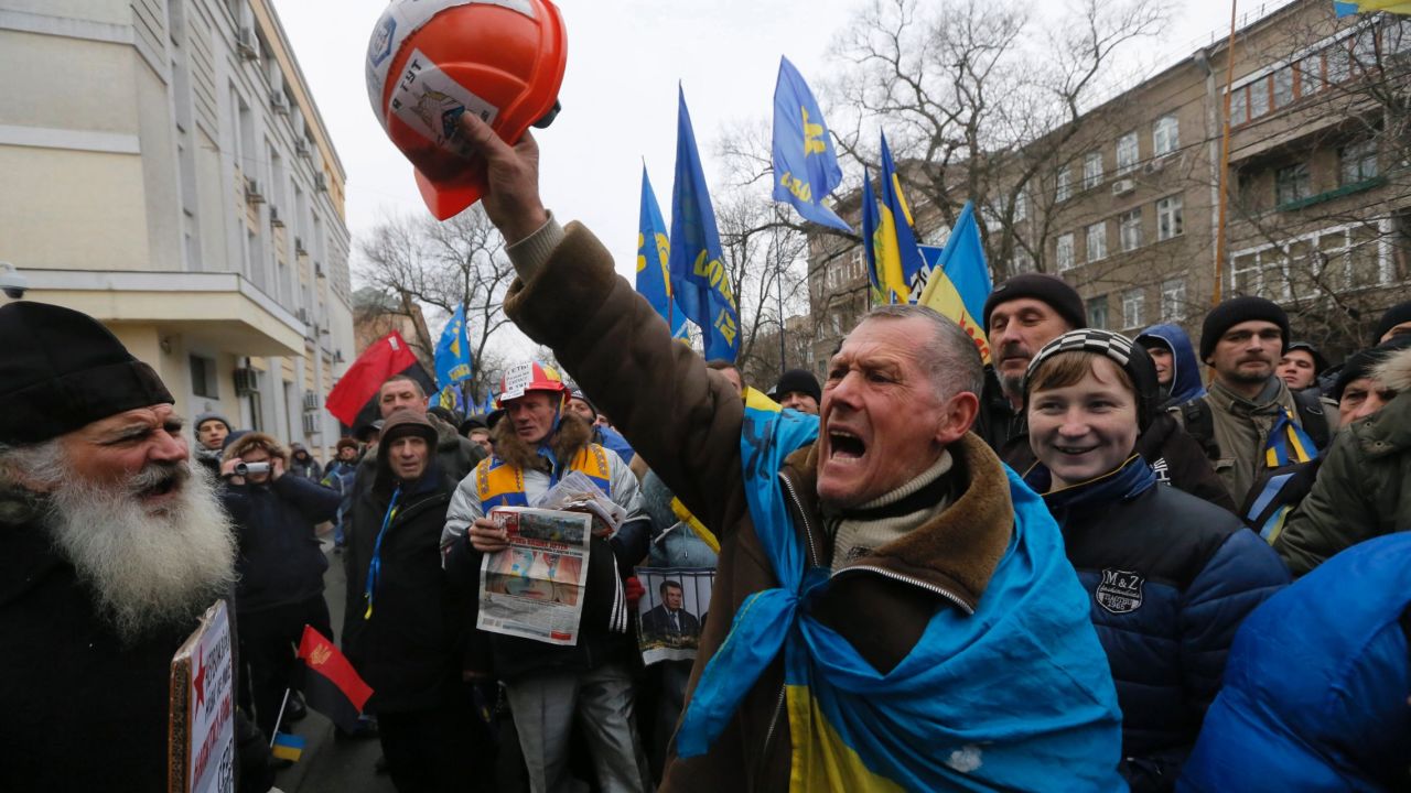 Pro-EU activists march in Kiev on December 17. 