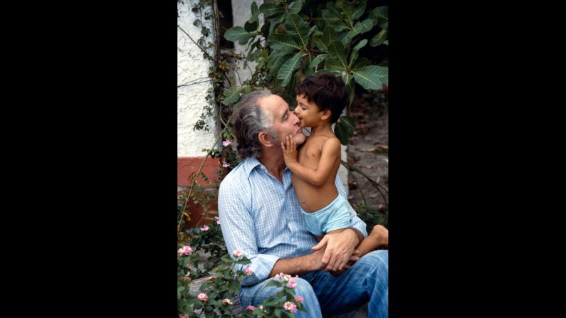 Biggs sits with his son Michael in Brazil circa 1978.