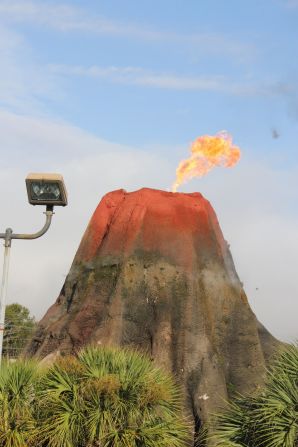 The Hawaiian Rumbles' main attraction is a 50-foot volcano, which erupts with fire and lava every 20 minutes.