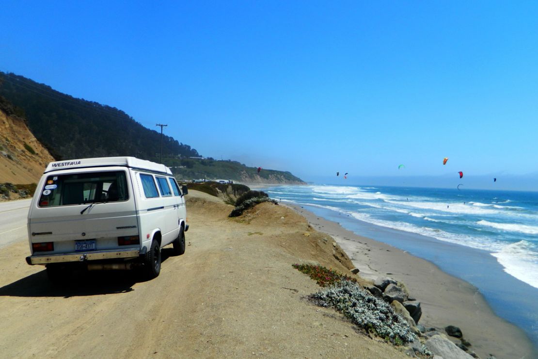 The Kombi does it all: camping, hauling and supplying parts.