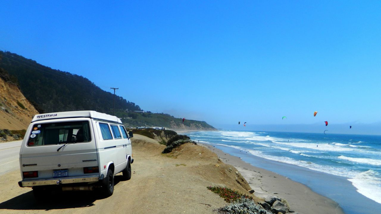 The Kombi does it all: camping, hauling and supplying parts.