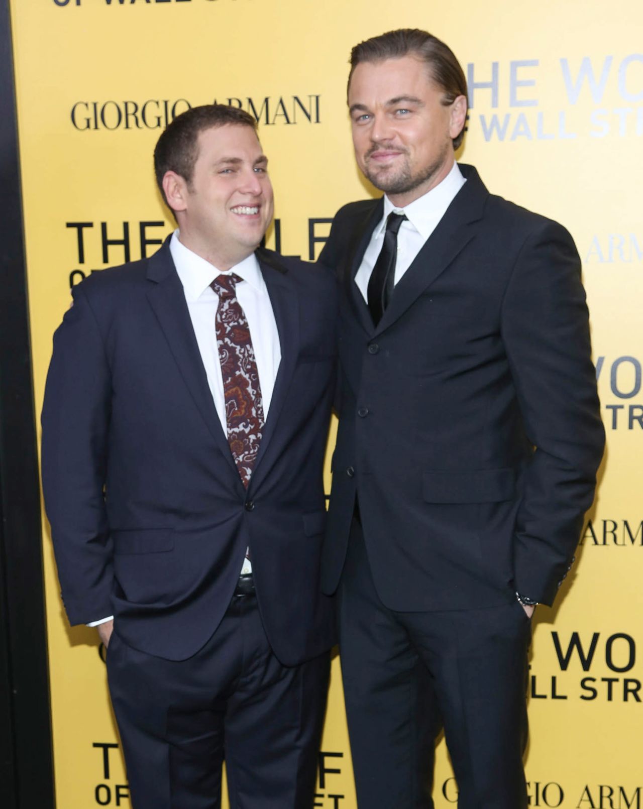 Jonah Hill admires his "Wolf of Wall Street" co-star Leonardo DiCaprio at their movie's premiere on December 17.