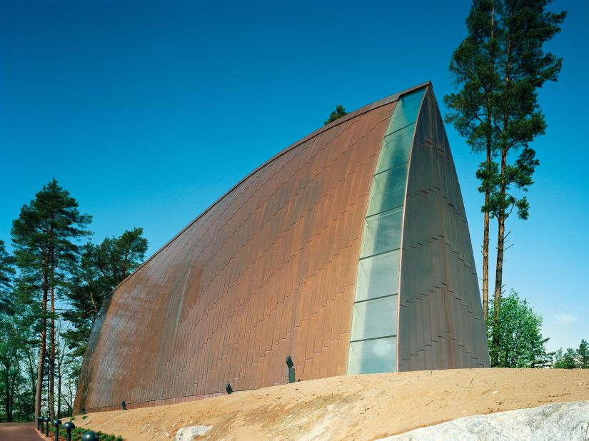 Over time, the copper surface of this chapel will eventually turn green, blending in with the surrounding lush landscape...