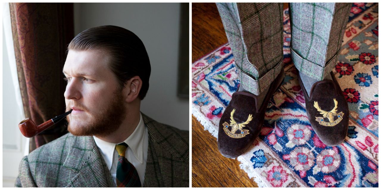 <em>Sean Crowley</em><br /><br />Sean, a Brooklyn based menswear designer, has over 2,000 neckties, and his antique-filled apartment exudes the atmosphere of an early 20th century English bachelor's flat. "Most men say Cary Grant or Fred Astaire is their style icon," he says. "Mine is Hugh Laurie as Bertie Wooster." His last-days-of-the-British Empire-inspired lifestyle is complete with a framed portrait of Edward VII, and infantry-like rows of crystal decanters filled with liquor