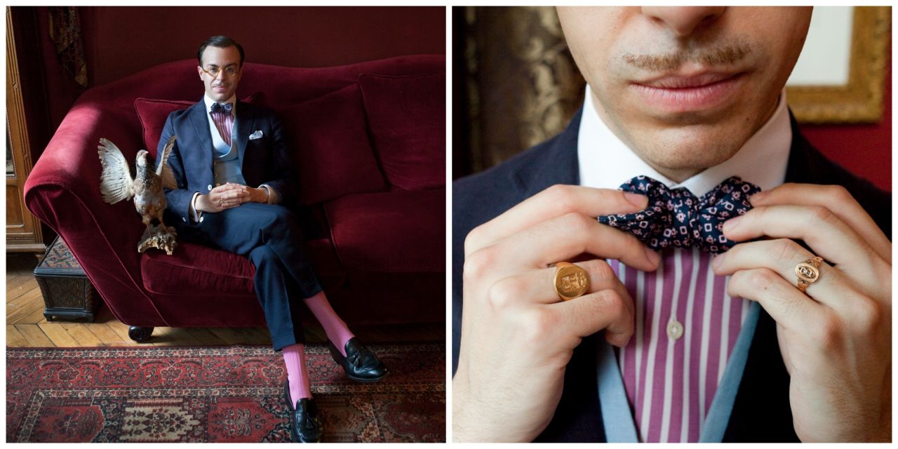 <em>Massimiliano Mocchia di Coggiola </em><br /><br />Massimiliano, a young Italian aristocrat who lives in Paris, possesses an enviable wardrobe and an exhaustive knowledge of the history of dandyism. He is famous for his soirees , including a "Sinking of the Titanic" party to which guests came in vintage sleepwear, the floor was covered in smashed crockery, a giant fake iceberg had been constructed in the living room, and all the pictures on the wall were turned at an angle to simulate the feeling of a sinking ship. <br />