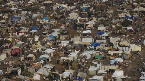 Tents are set up at a refugee camp near the airport in Bangui on Thursday, December 19.