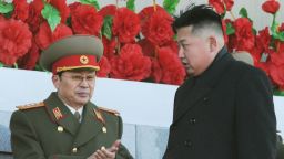 Jang Song Thaek (L), uncle of North Korean leader Kim Jong Un (R), on Feb. 16, 2012. Jang was executed Dec. 12, 2013, after being accused of attempting to overthrow the regime.