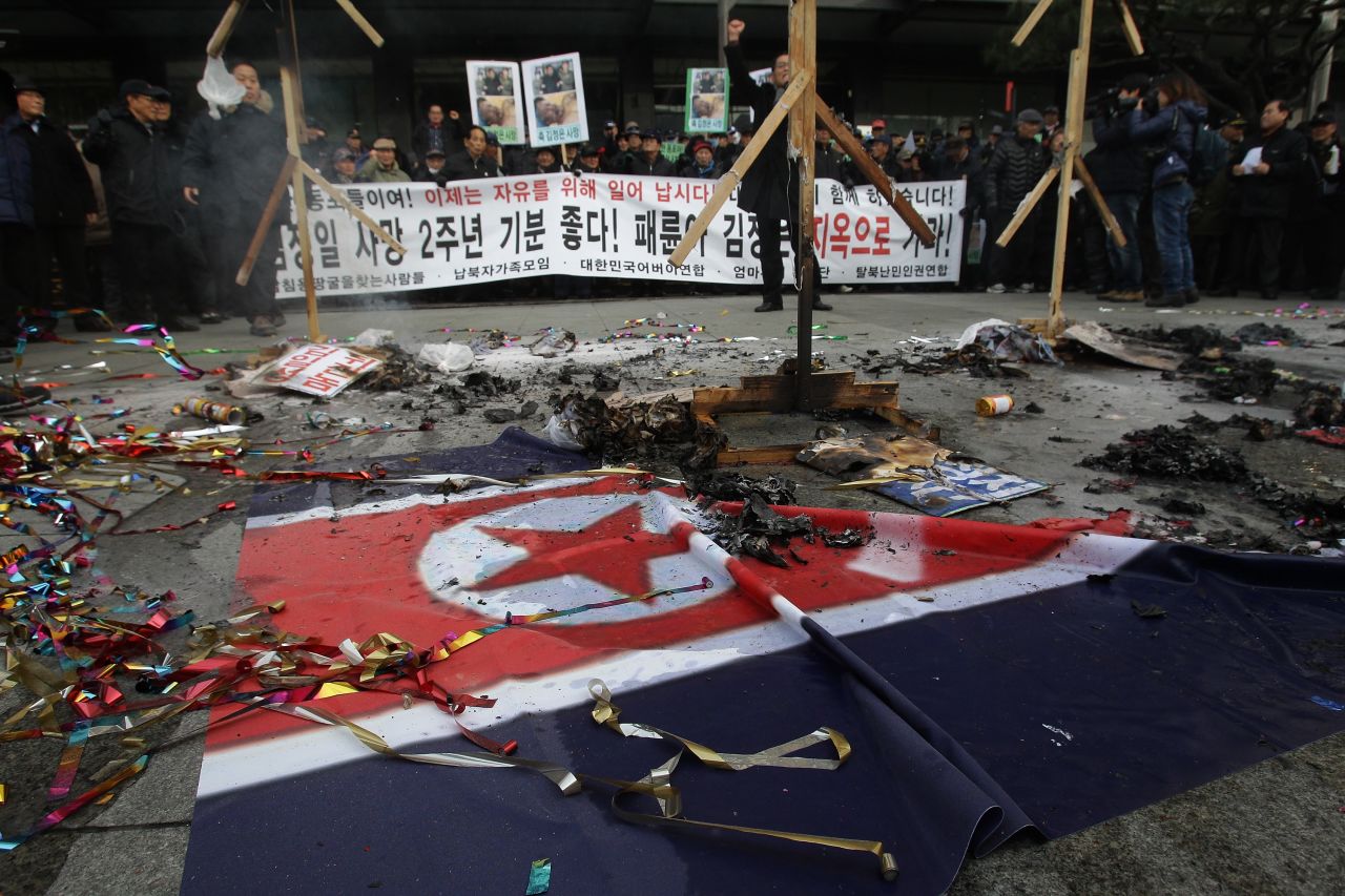 Protesters attend an anti-North Korea protest in Seoul on December 17. Such protests are common during North Korean festivals and anniversaries.