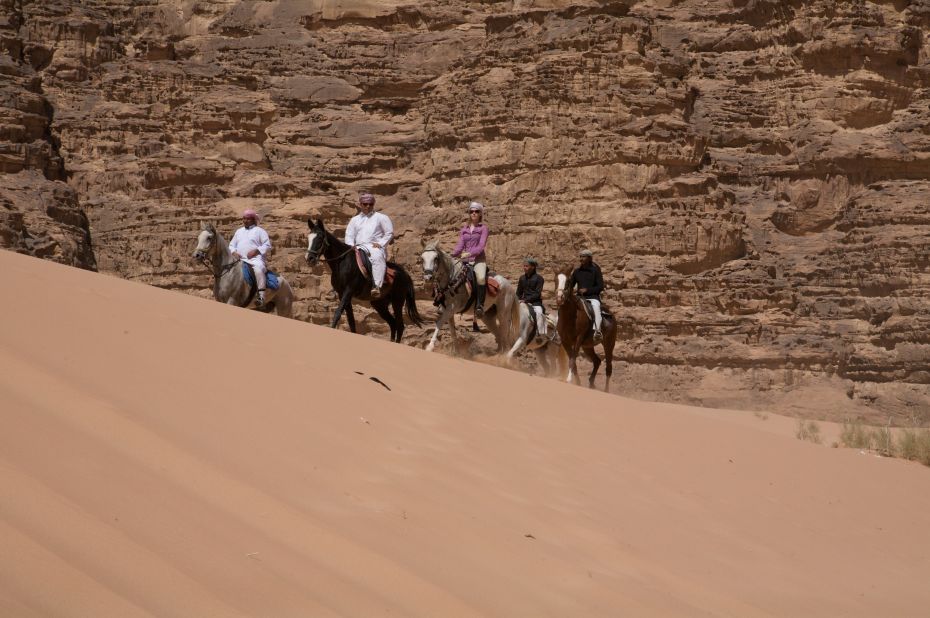 <strong>Wadi Rum, Jordan:</strong> Riders get to explore the landscapes of this protected desert wilderness and learn about desert survival during horseback tours of Wadi Rum.