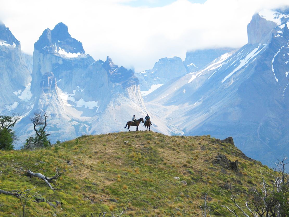 Horse trekking in Torres del Paine National Park. 