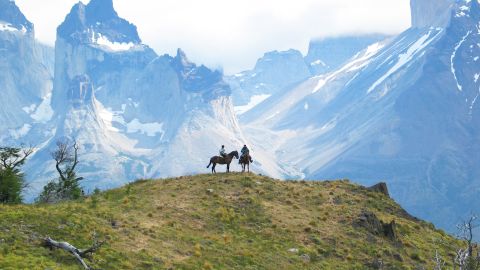 Horse trekking in Torres del Paine National Park. 