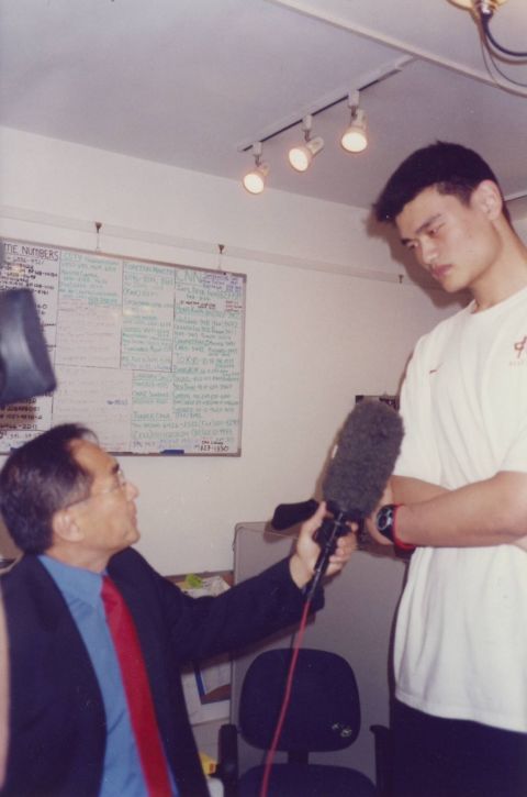 Interviewing Yao Ming for CNN on the day he was drafted by Houston Rockets, NBA's No. 1 draft of that year