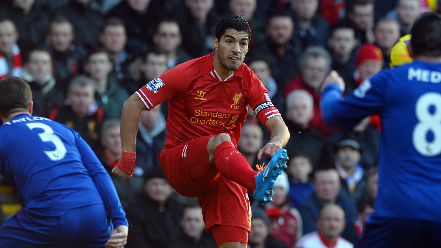 Luis Suarez continues to be the man of the moment in the Premier League, scoring two more goals Saturday. 