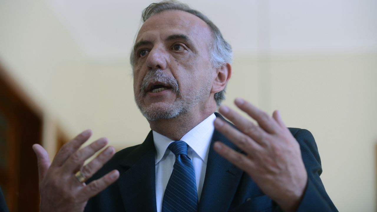 This file photo shows Ivan Velasquez, the new chief of the International Commission against Impunity in Guatemala, speaking during a press conference in October. 