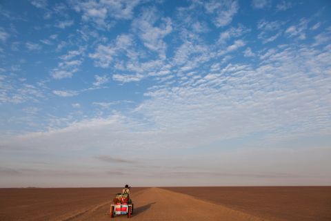 The cart acted as the pair's lifeboat for the 45-day 1,000-mile adventure.