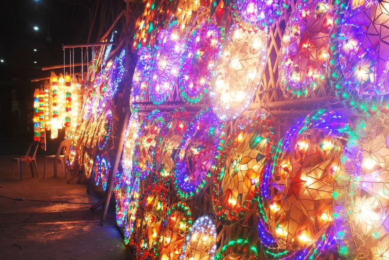 electric christmas lights and lanterns