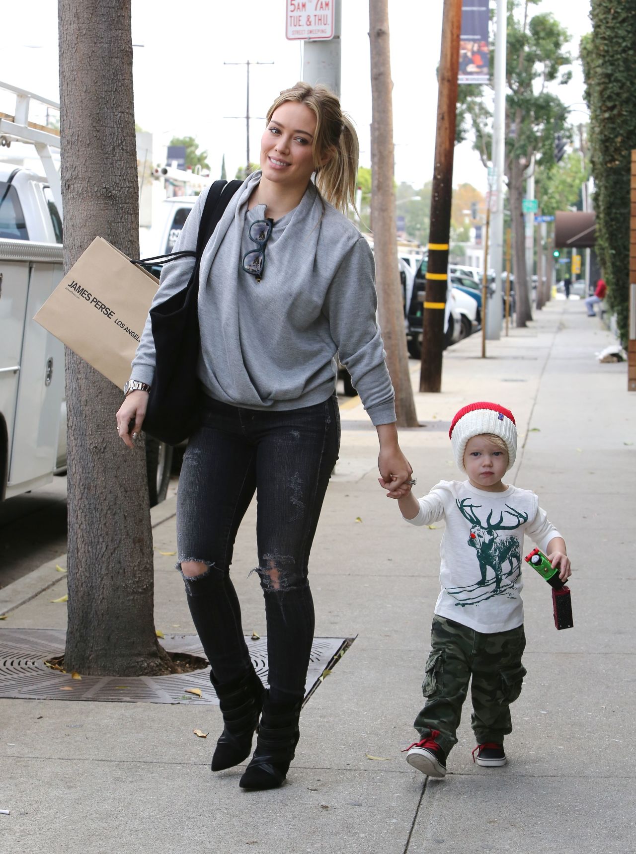 Hilary Duff and her son Luca are in the holiday spirit on December 21.